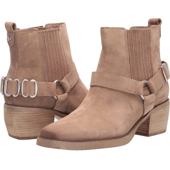Sam Edelman Bellamie Western Harness Cowgirl Ankle Boots Deep Taupe 7.5M - Picture 1 of 7